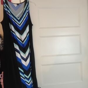 Stylish Black and Blue Chevron Dress